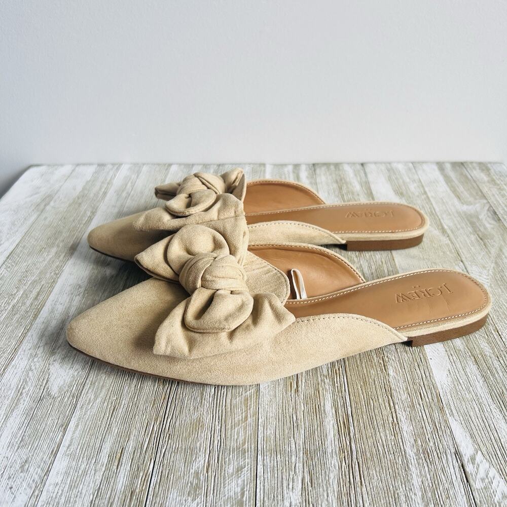 J. Crew Shoes Bow Pointy Toe Slip On Mules Faux Suede Women's 8 Career